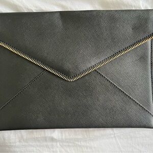 Rebecca Minkoff Black Envelope Clutch with Gold Trim